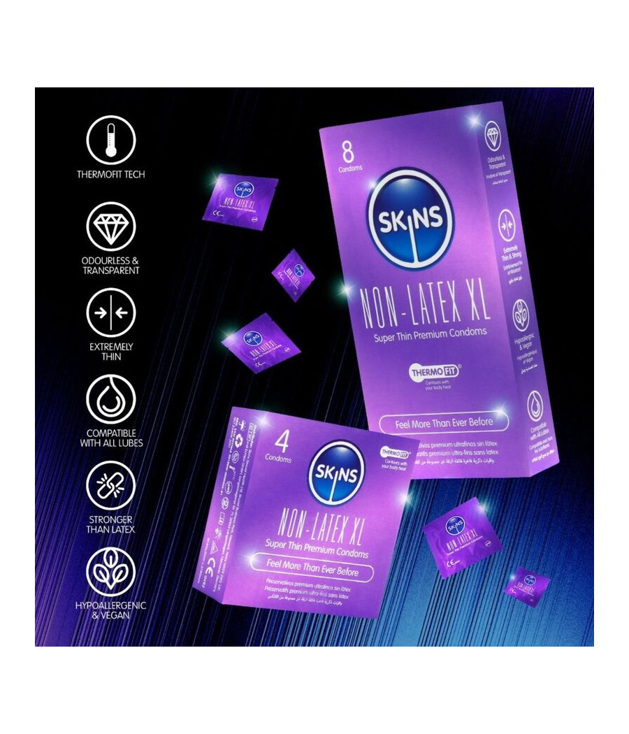 SKINS - PRESERVATIVOS SIN LATEX XL PACK 8