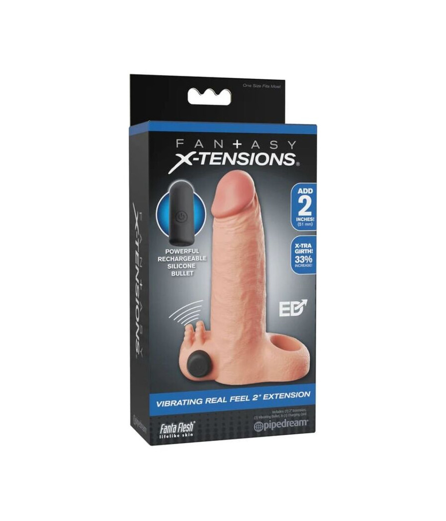 FANTASY X-TENSIONS - FUNDA EXTENSORA VIBRATORIA REAL FEEL 5 CM COLOR BEIGE