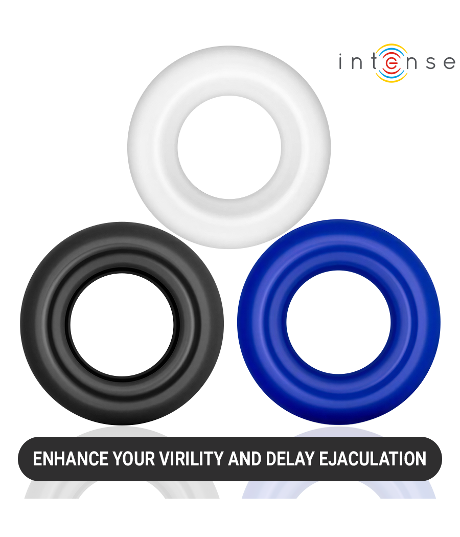 INTENSE - ENSEMBLE DE 3 ANNEAUX PÉNIS DE COULEURS VARIÉES