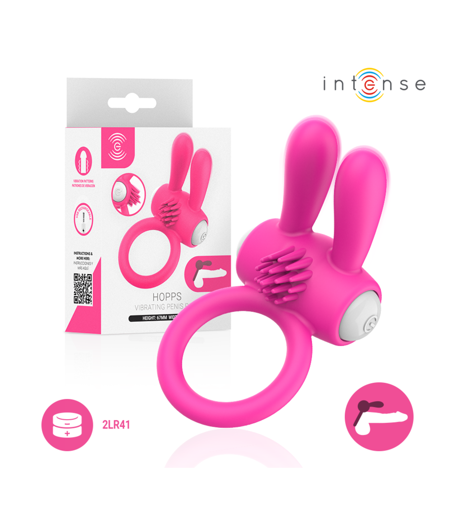INTENSE - HOPPS VIBRATING PENIS RING WITH CLITORAL STIMULATION PINK