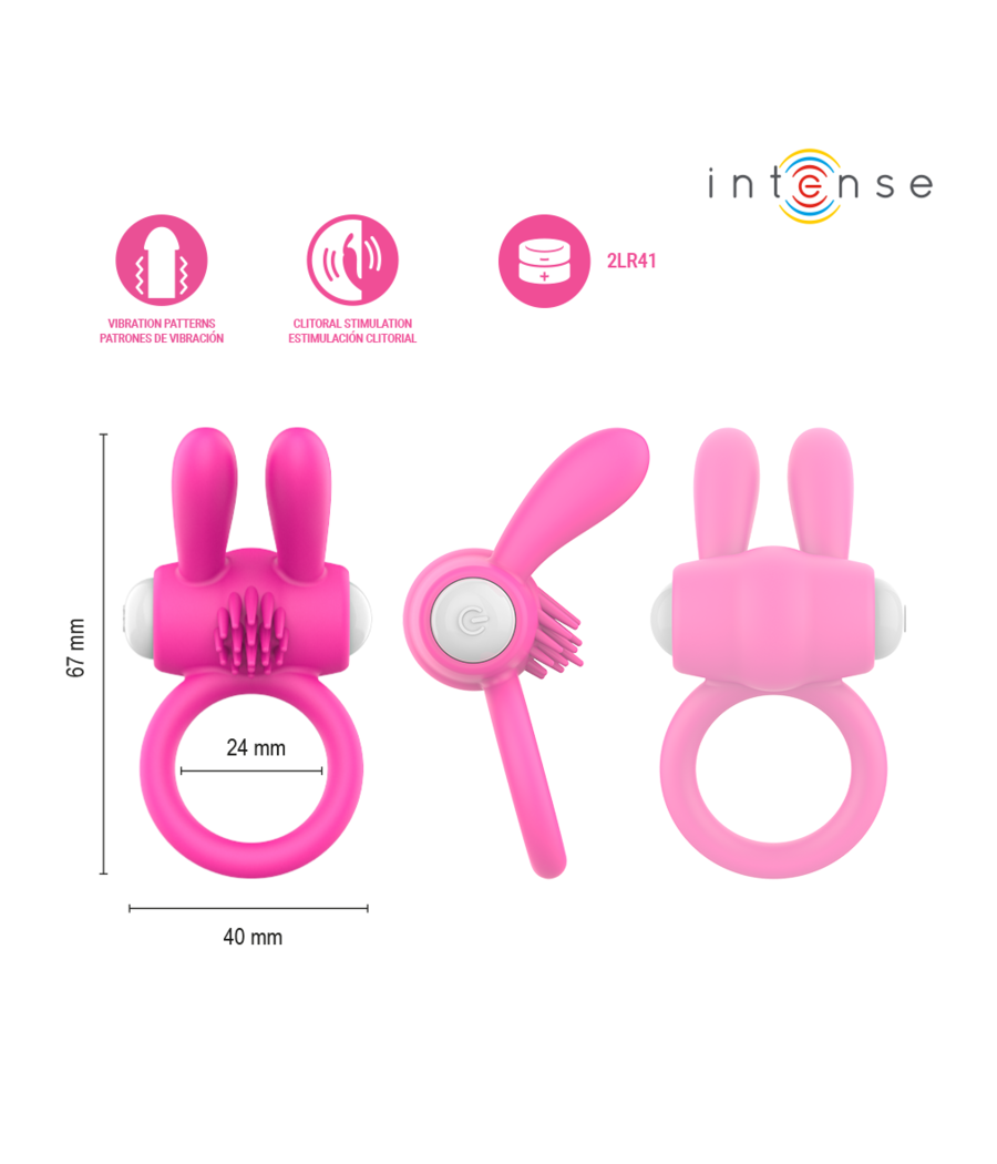 INTENSE - HOPPS VIBRATING PENIS RING WITH CLITORAL STIMULATION PINK