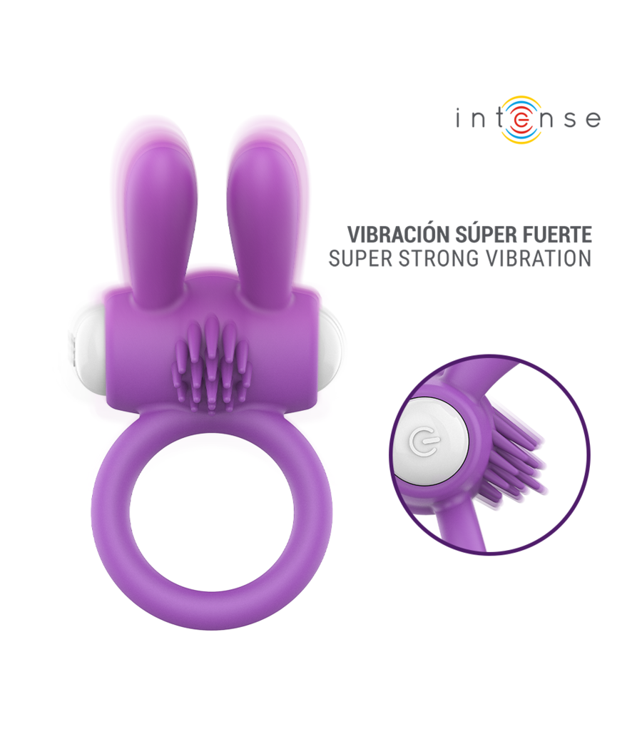 INTENSE - HOPPS ANILLO PARA PENE VIBRADOR CON ESTIMULACIÓN CLITORIANA MORADO