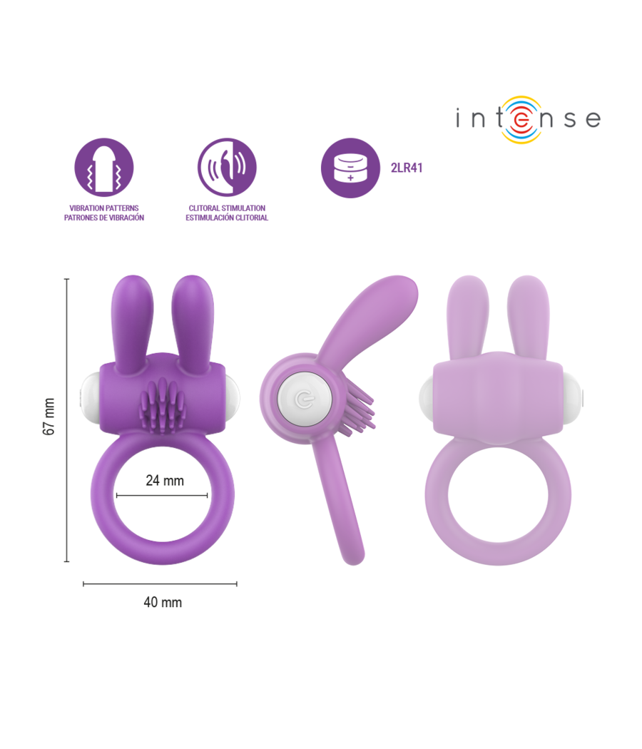 INTENSE - ANELLO VIBRANTE PER PENE LUPPS CON STIMOLAZIONE CLITORIDEA VIOLA
