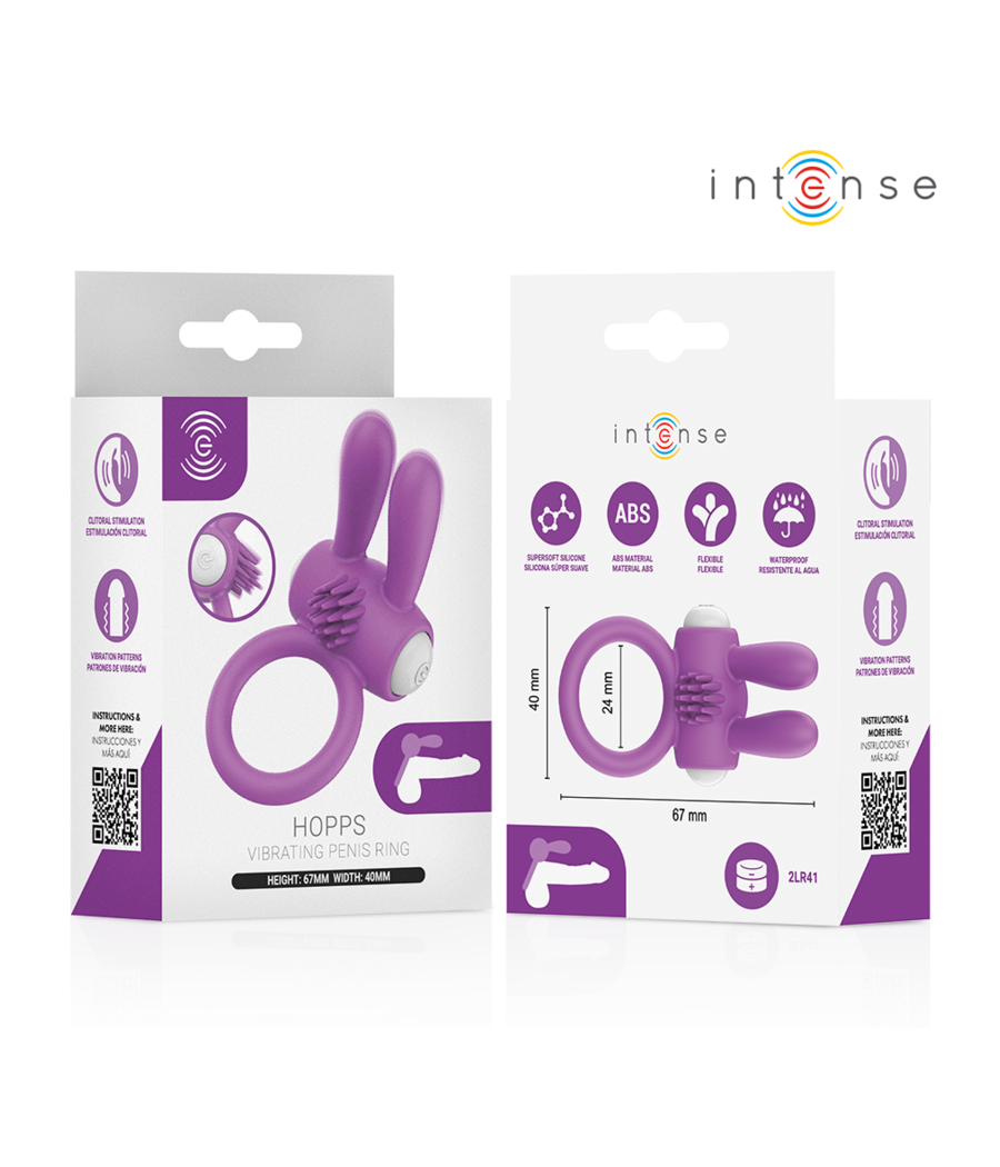INTENSE - HOPPS VIBRATING PENIS RING WITH CLITORAL STIMULATION PURPLE