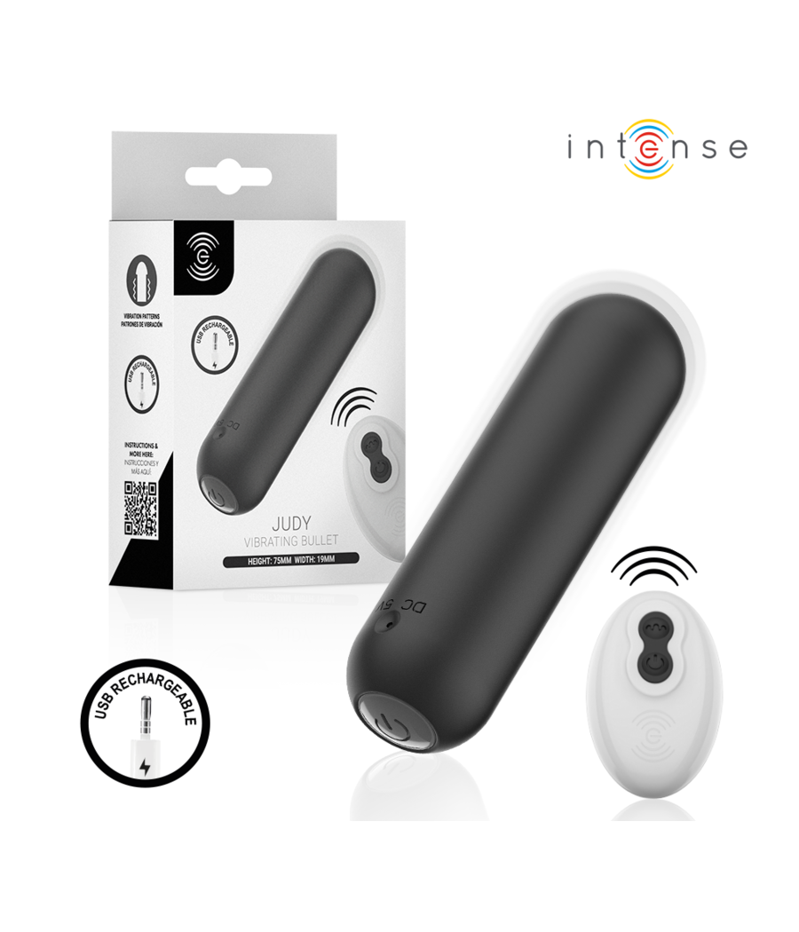 INTENSE - JUDY VIBRATORE A PROIETTILE RICARICABILE CON TELECOMANDO NERO