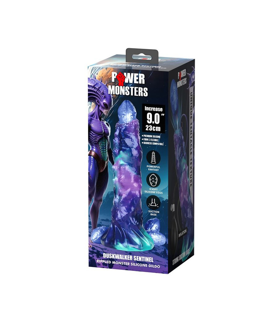 POWER MONSTERS - DUSKWALKER SENTINEL TRICOLOR INFLATABLE FANTASY SILICONE DILDO 23 CM Ø 5 CM