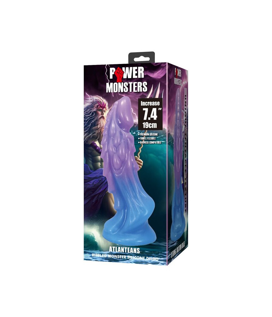 POWER MONSTERS - DILDO REALISTA ATLANTEANS COM VENTOSA 19 CM Ø 5 CM AZUL E ROXO