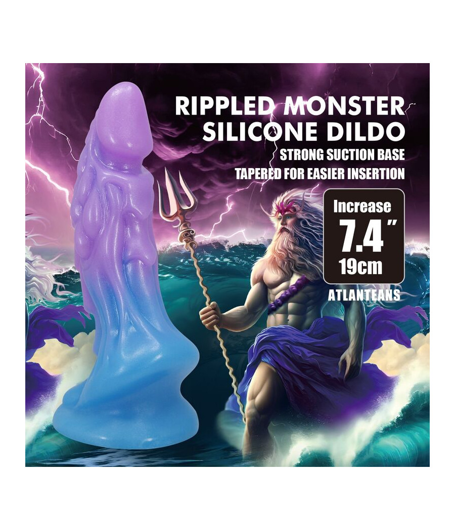 POWER MONSTERS - DILDO REALISTA ATLANTEANS COM VENTOSA 19 CM Ø 5 CM AZUL E ROXO