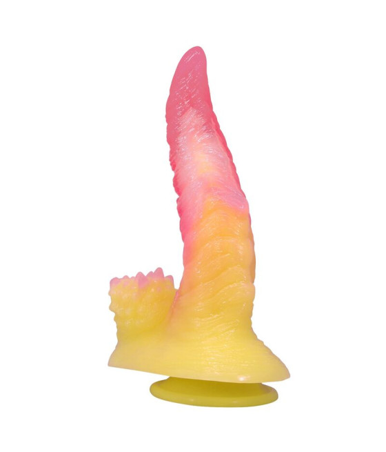 POWER MONSTERS - DILDO ONDULADO MONSTER FANTASY COM VENTOSA 22,5 CM Ø 5,5 CM ROSA E AMARELO