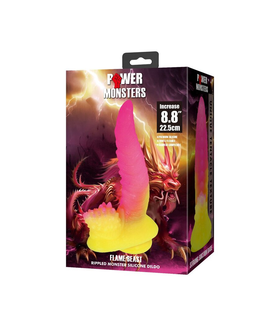POWER MONSTERS - DILDO ONDULADO MONSTER FANTASY COM VENTOSA 22,5 CM Ø 5,5 CM ROSA E AMARELO