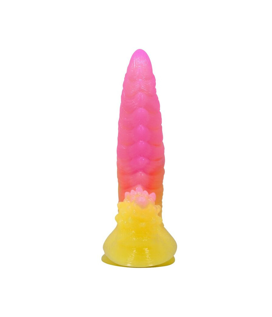 POWER MONSTERS - RIPPLIED MONSTER DILDO FANTASÍA CON VENTOSA 22,5 CM Ø 5,5 CM ROSA Y AMARILLO