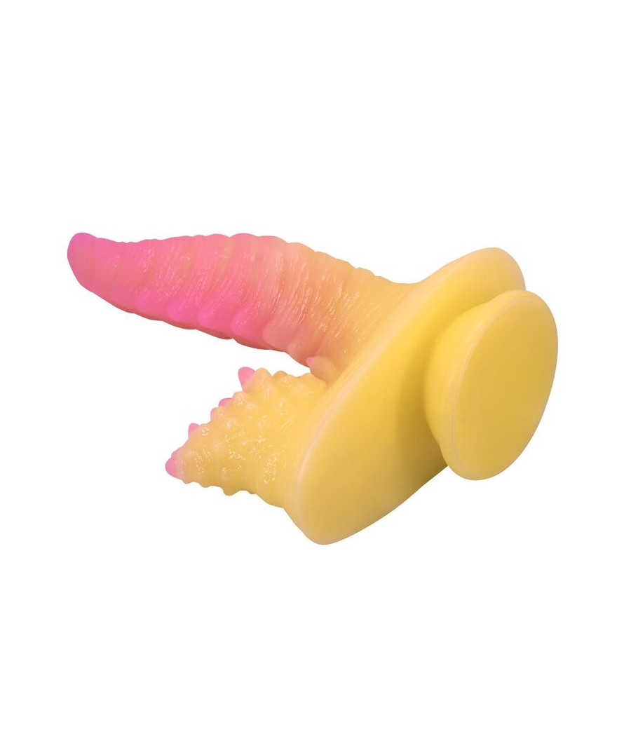 POWER MONSTERS - DILDO ONDULADO MONSTER FANTASY COM VENTOSA 22,5 CM Ø 5,5 CM ROSA E AMARELO
