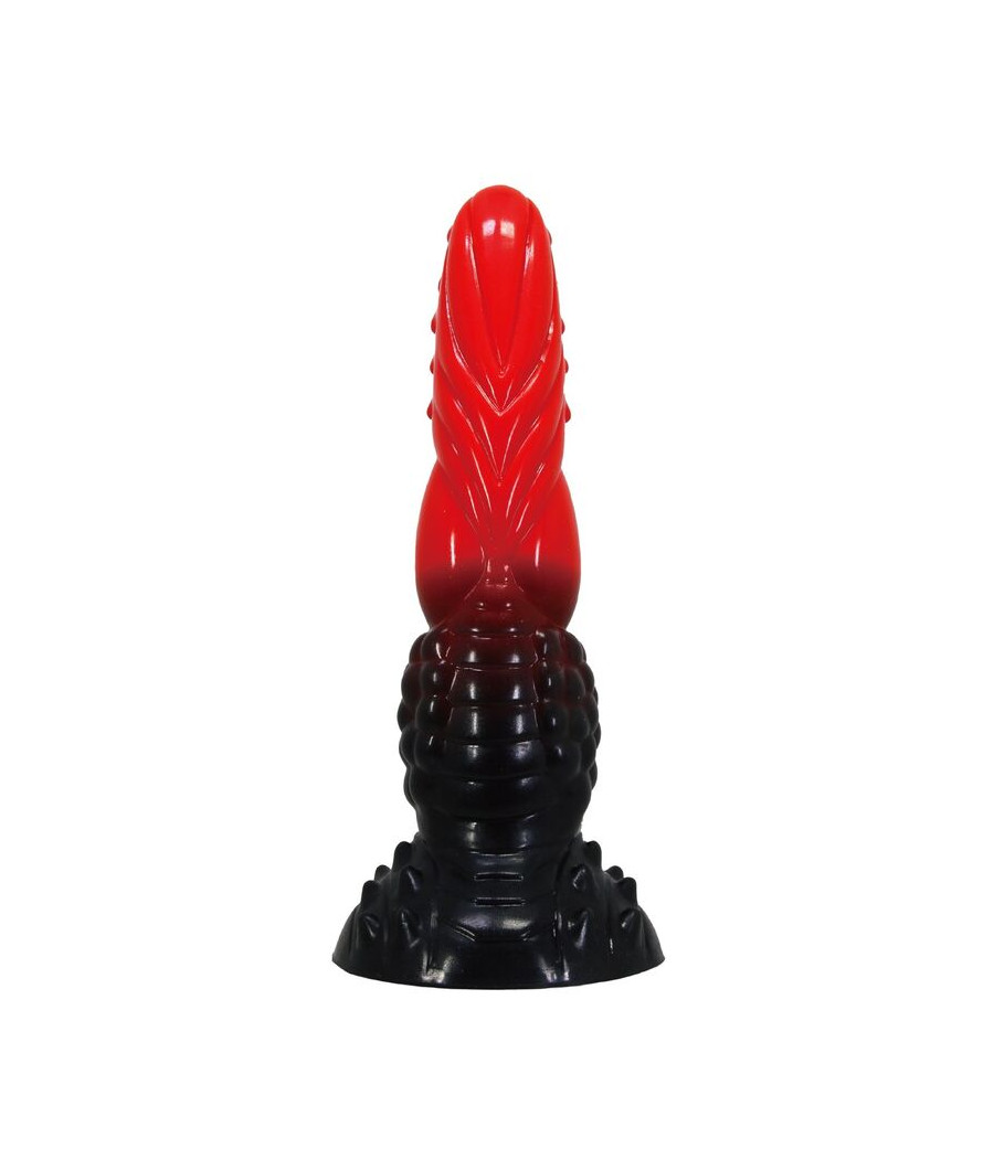 POWER MONSTERS - DILDO DE FANTASIA DRAGÃO DE FOGO COM VENTOSA 24,5 CM Ø 5,8 CM VERMELHO E PRETO