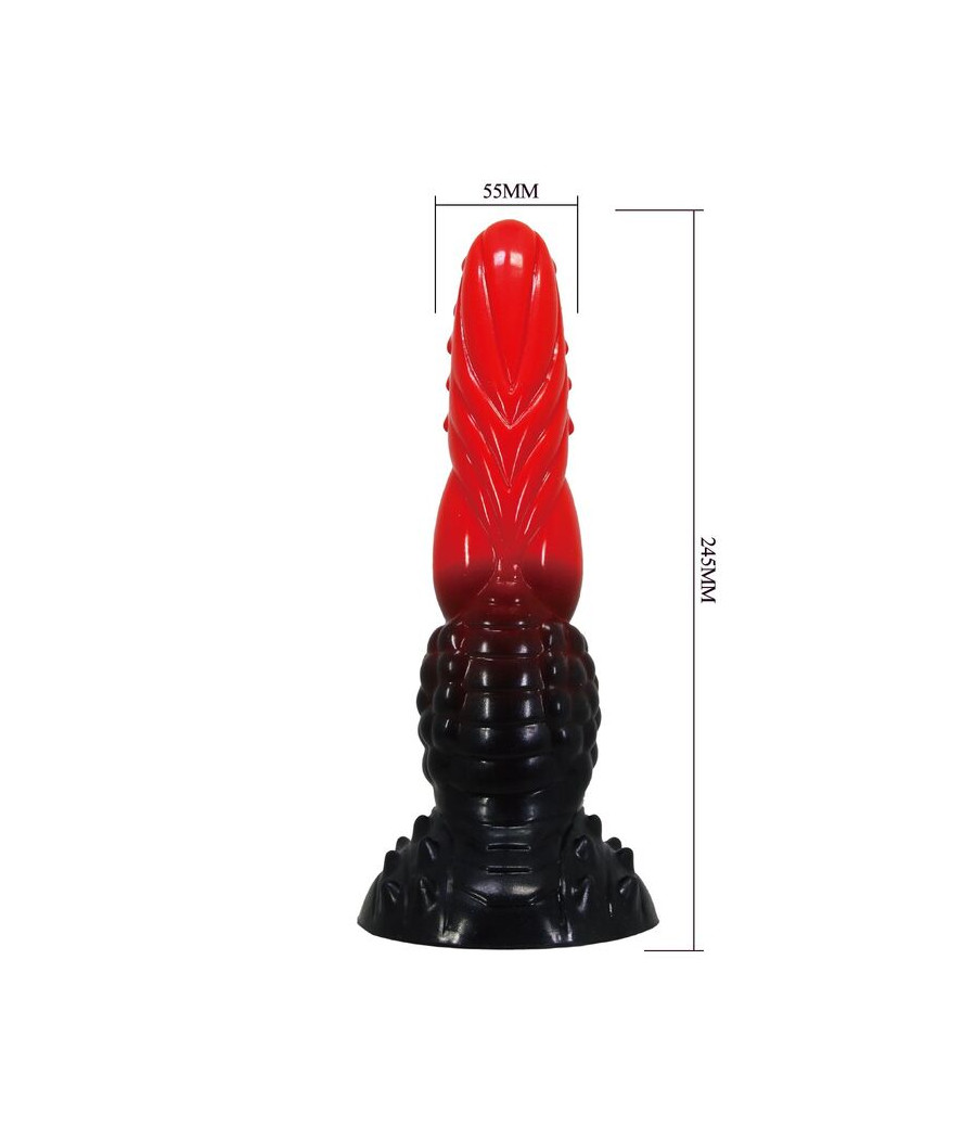 POWER MONSTERS - FIRE DRAGON DILDO FANTASÍA CON VENTOSA 24,5 CM Ø 5,8 CM ROJO Y NEGRO