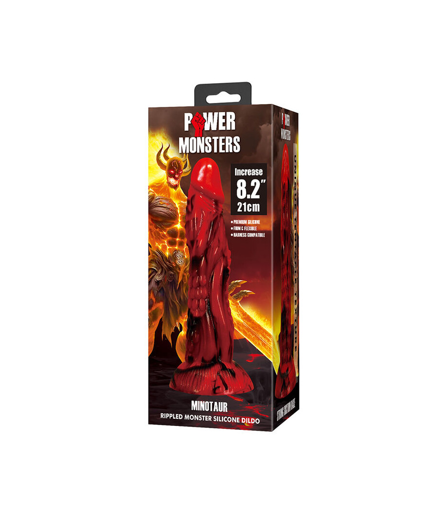 POWER MONSTERS - DILDO FANTASIA MINOTAURO COM VENTOSA 21 CM Ø 5 CM VERMELHO E PRETO