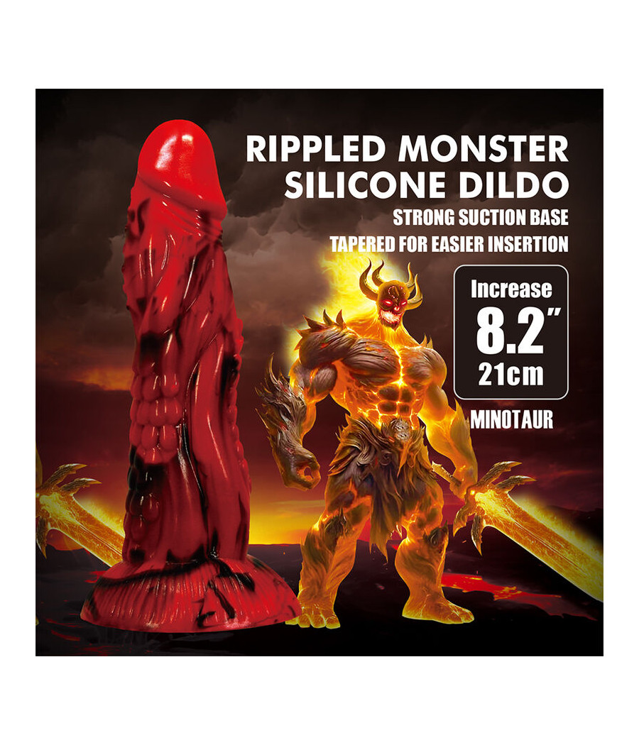POWER MONSTERS - MINOTAUR FANTASY DILDO WITH SUCTION CUP 21 CM Ø 5 CM RED & BLACK