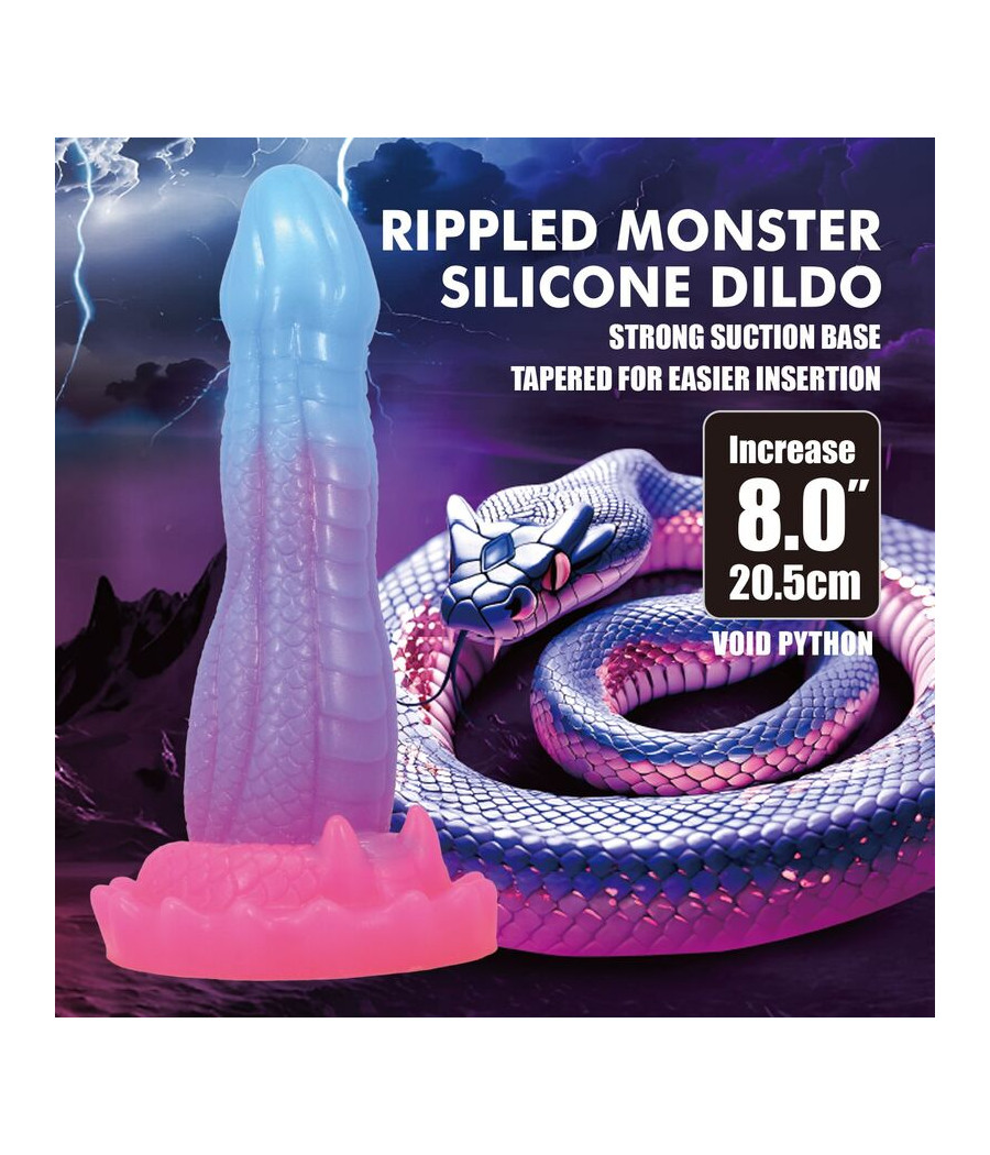 POWER MONSTERS - VOID PYTHON FANTASY DILDO MIT SAUGNAPF 20,5 CM Ø 5,2 CM BLAU, LILA & PINK
