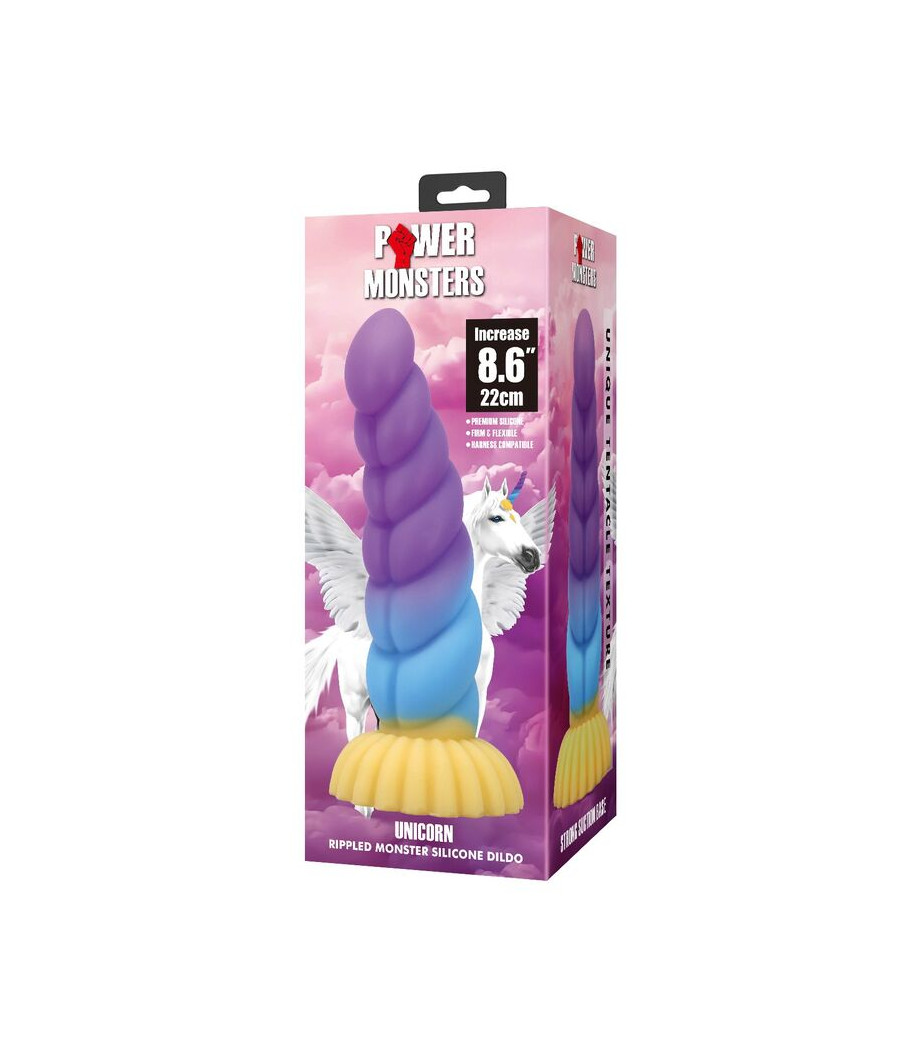 POWER MONSTERS - UNICORNO TRICOLORE FANTASY DILDO IN SILICONE 22 CM Ø 5 CM