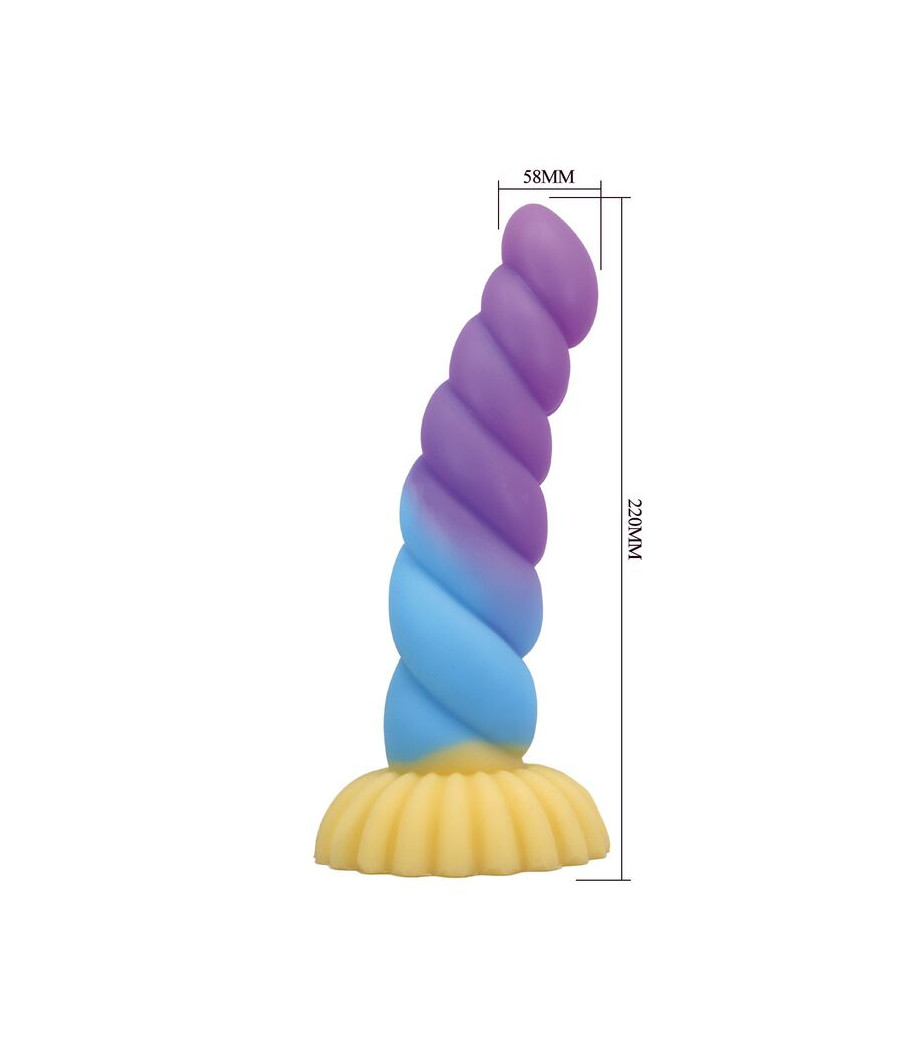 POWER MONSTERS - UNICÓRNIO TRICOLOR FANTASIA DE SILICONE 22 CM Ø 5 CM