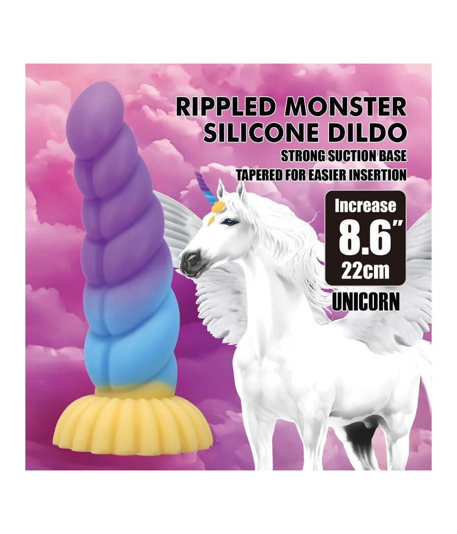 POWER MONSTERS - UNICÓRNIO TRICOLOR FANTASIA DE SILICONE 22 CM Ø 5 CM