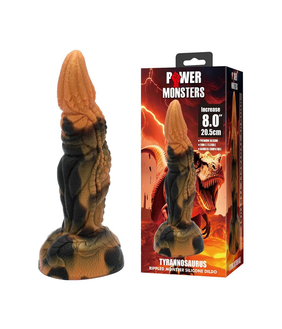 POWER MONSTERS - TYRANNOSAURE BICOLORE FANTASY GODEMICHET EN SILICONE 20,5 CM Ø 5 CM