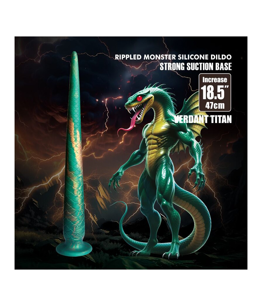 POWER MONSTERS - WILDWYRM TAIL BICOLOR FANTASY SILICONE DILDO 47 CM Ø 4 CM