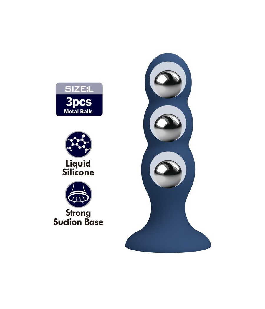MR PLAY - ANAL PLUG WITH METAL BALLS AND SUCTION CUP BLUE