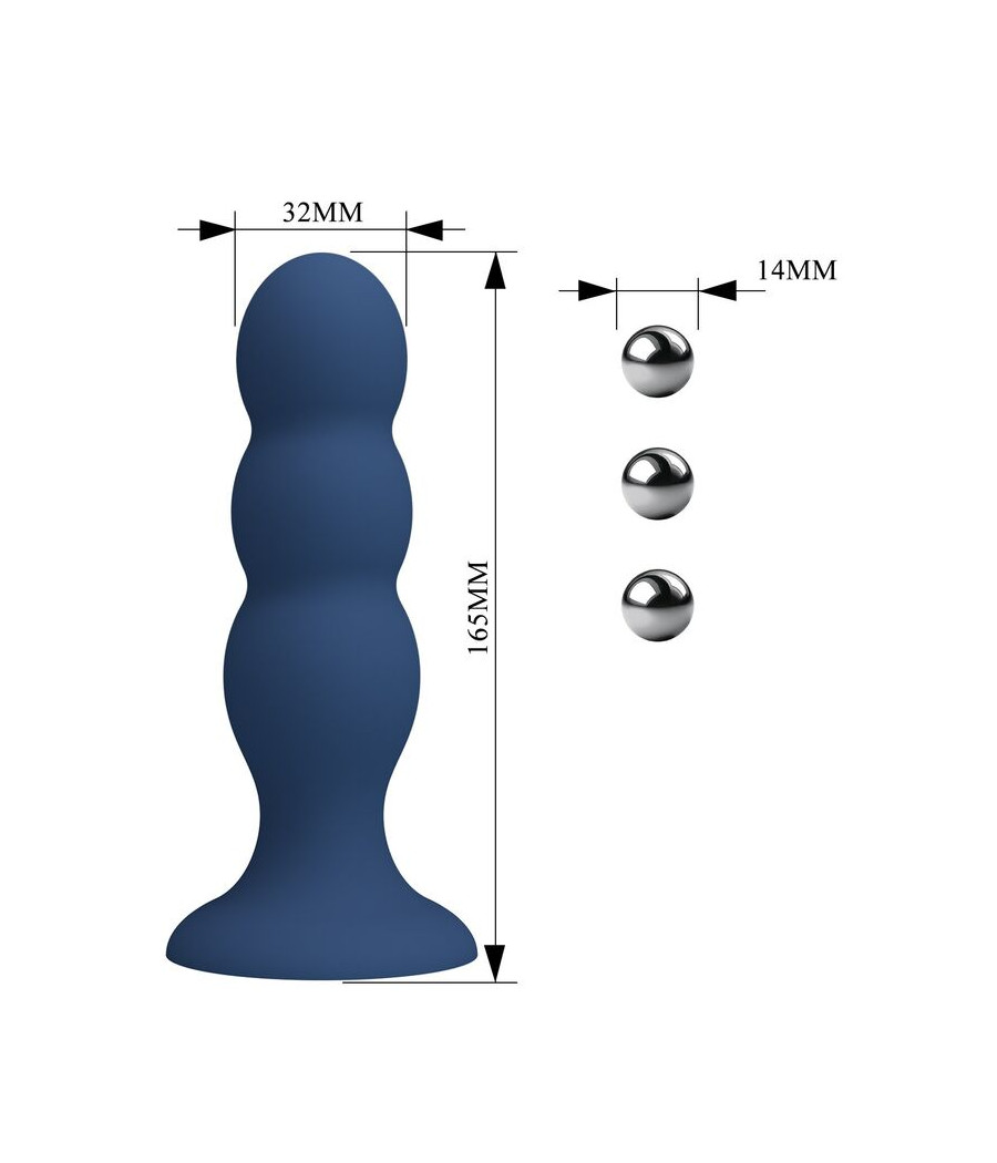 MR PLAY - PLUG ANALE CON SFERE METALLICHE E VENTOSA BLU
