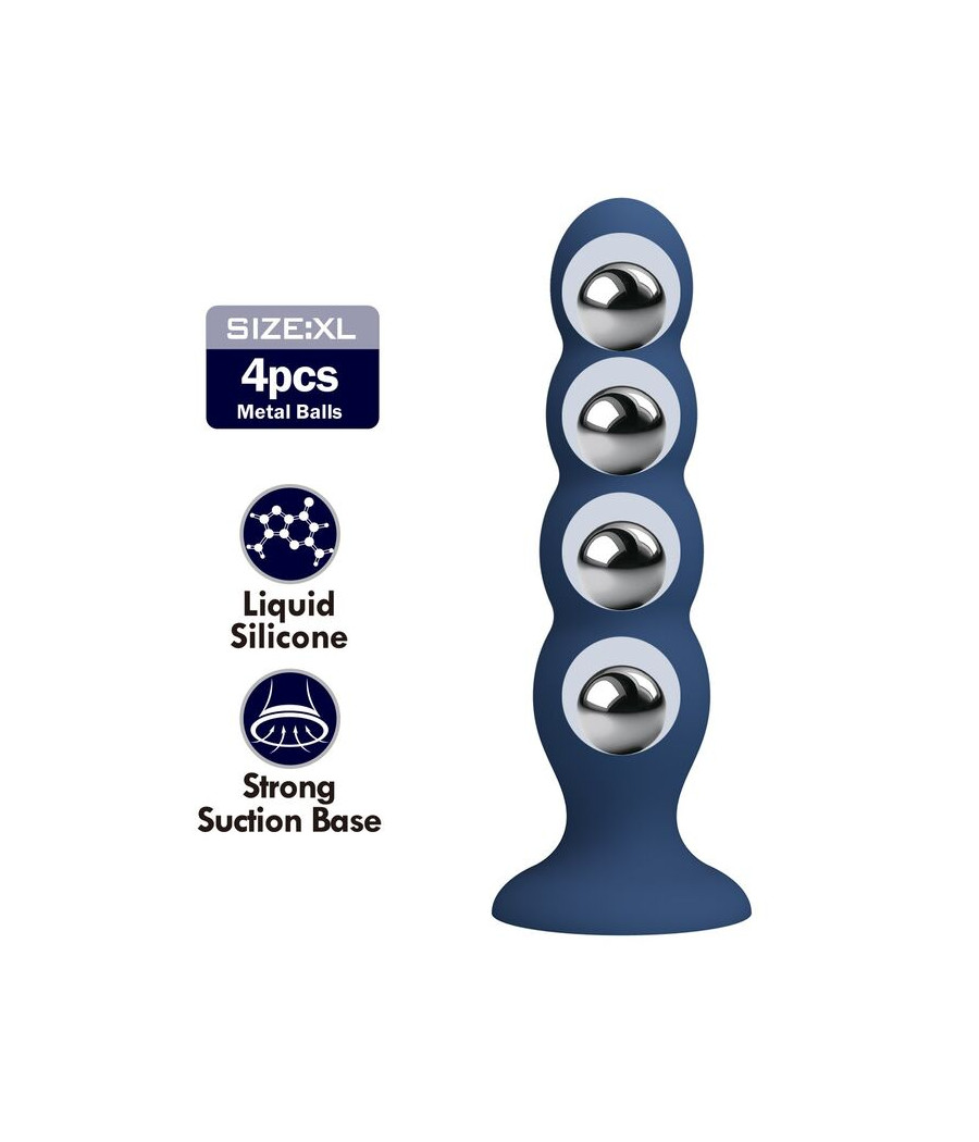 MR PLAY - ANAL PLUG WITH 4 METAL BALLS AND SUCTION CUP BLUE