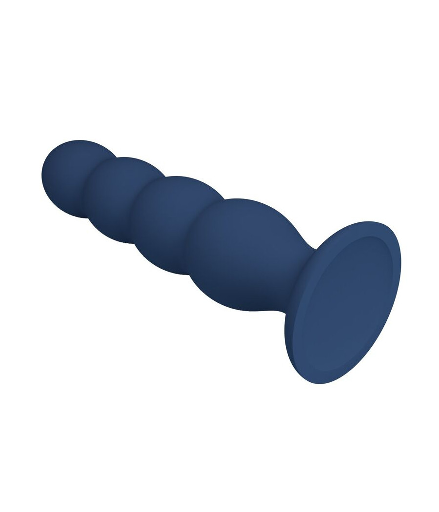 MR PLAY - PLUG ANALE CON 4 SFERE METALLICHE E VENTOSA BLU