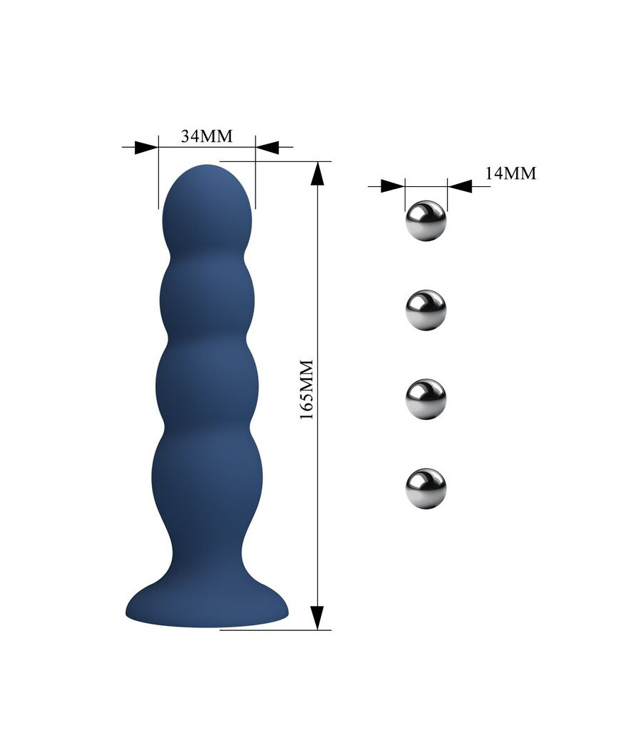 MR PLAY - PLUG ANAL COM 4 BOLINHAS DE METAL E VENTOSA AZUL