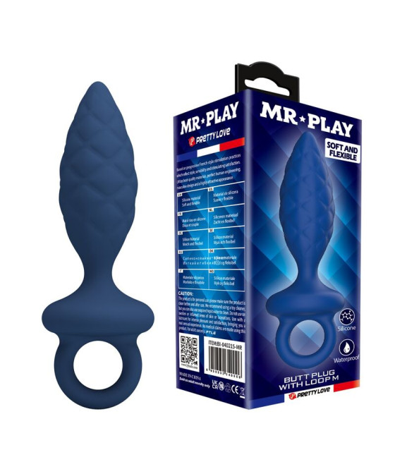 MR PLAY - TEXTURED ANAL PLUG WITH RING BLUE M