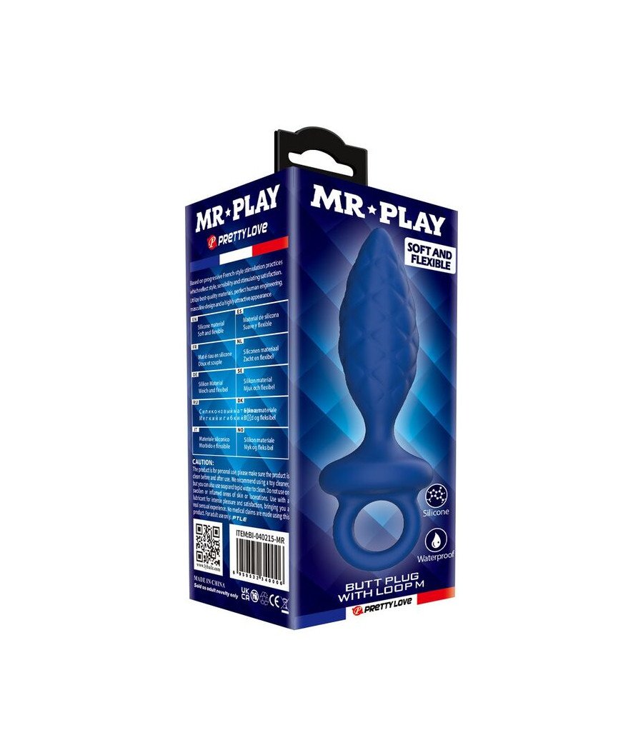 MR PLAY - STRUKTURIERTER ANALPLUG MIT RING BLAU M