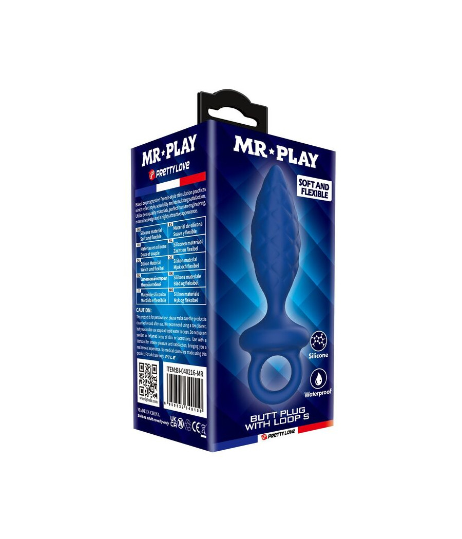 MR PLAY - STRUKTURIERTER ANALPLUG MIT RING BLAU S