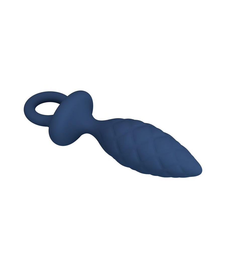 MR PLAY - TEXTURED ANAL PLUG WITH RING BLUE S