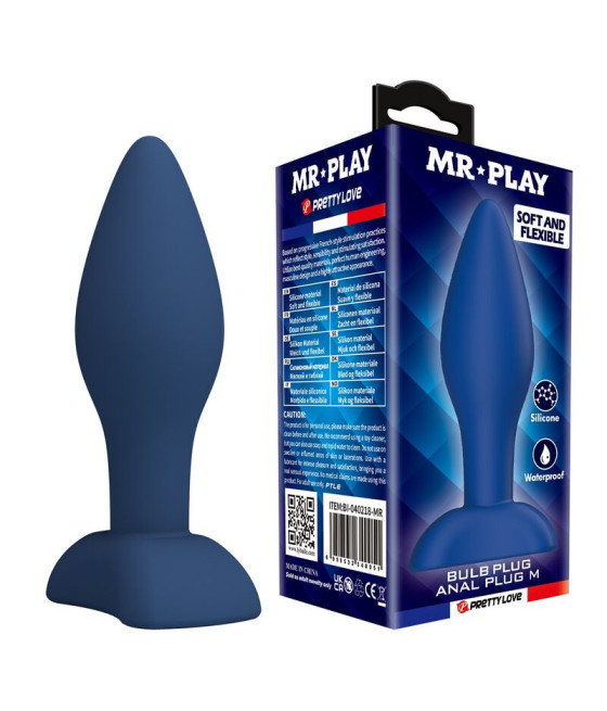 MR PLAY - TAPERED SILICONE ANAL PLUG BLUE M