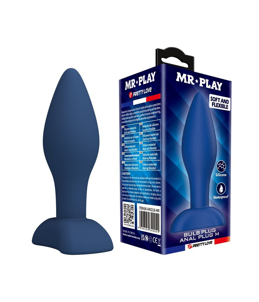 MR PLAY - PLUG ANAL DE SILICONE CÔNICO AZUL M