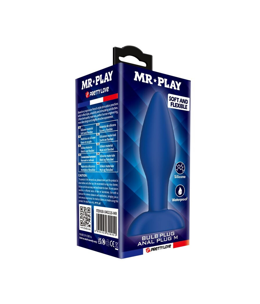MR PLAY - TAPERED SILICONE ANAL PLUG BLUE M