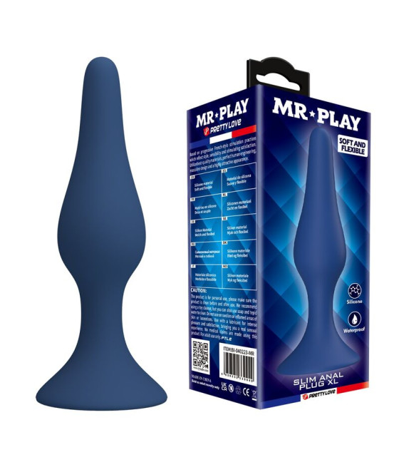 MR PLAY - TAPERED SILICONE ANAL PLUG BLUE XL