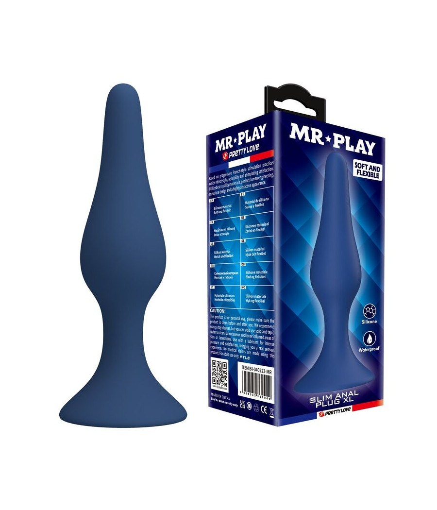 MR PLAY - TAPERED SILICONE ANAL PLUG BLUE XL