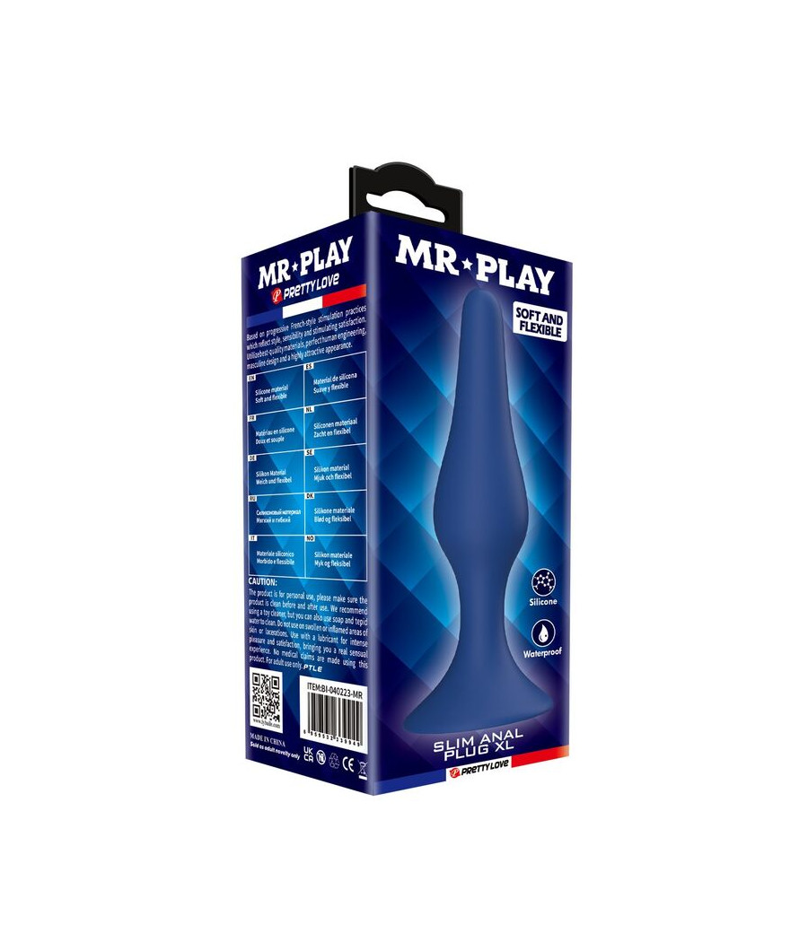 MR PLAY - TAPERED SILICONE ANAL PLUG BLUE XL