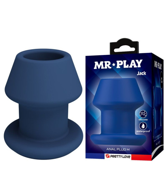 MR PLAY - JACK BLUE SILIKON-HOLZ-ANALPLUG GRÖSSE M