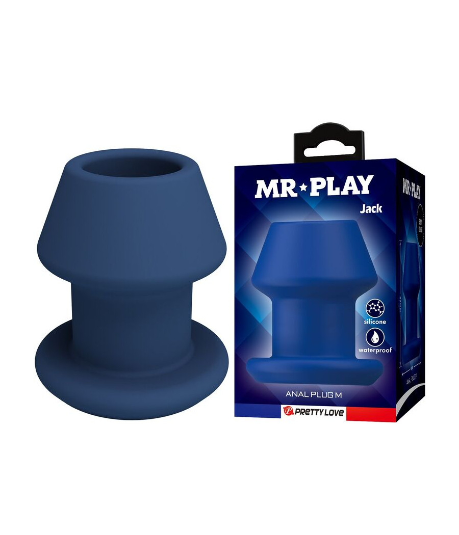 MR PLAY - JACK BLUE SILICONE HOLLOW ANAL PLUG SIZE M