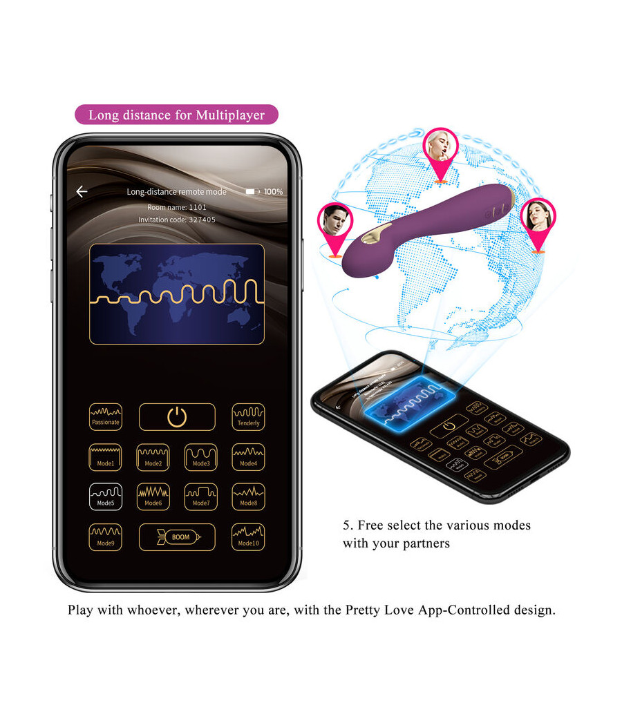 PRETTY LOVE - HECTOR ELECTROSHOCK VIBRATOR PER APP-STEUERUNG LILA