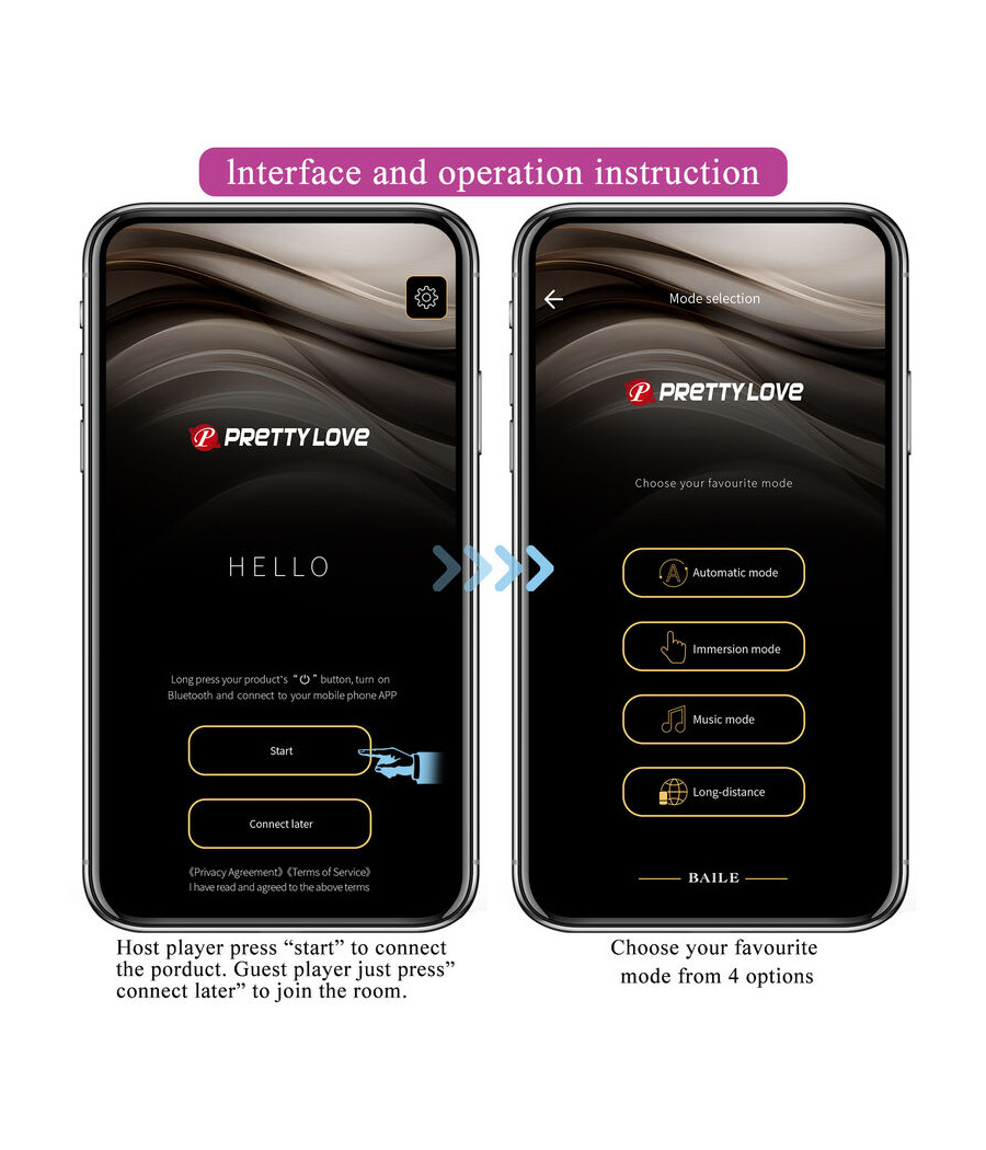 PRETTY LOVE - HECTOR VIBRATORE ELETTROSHOCK BY APP CONTROL VIOLA