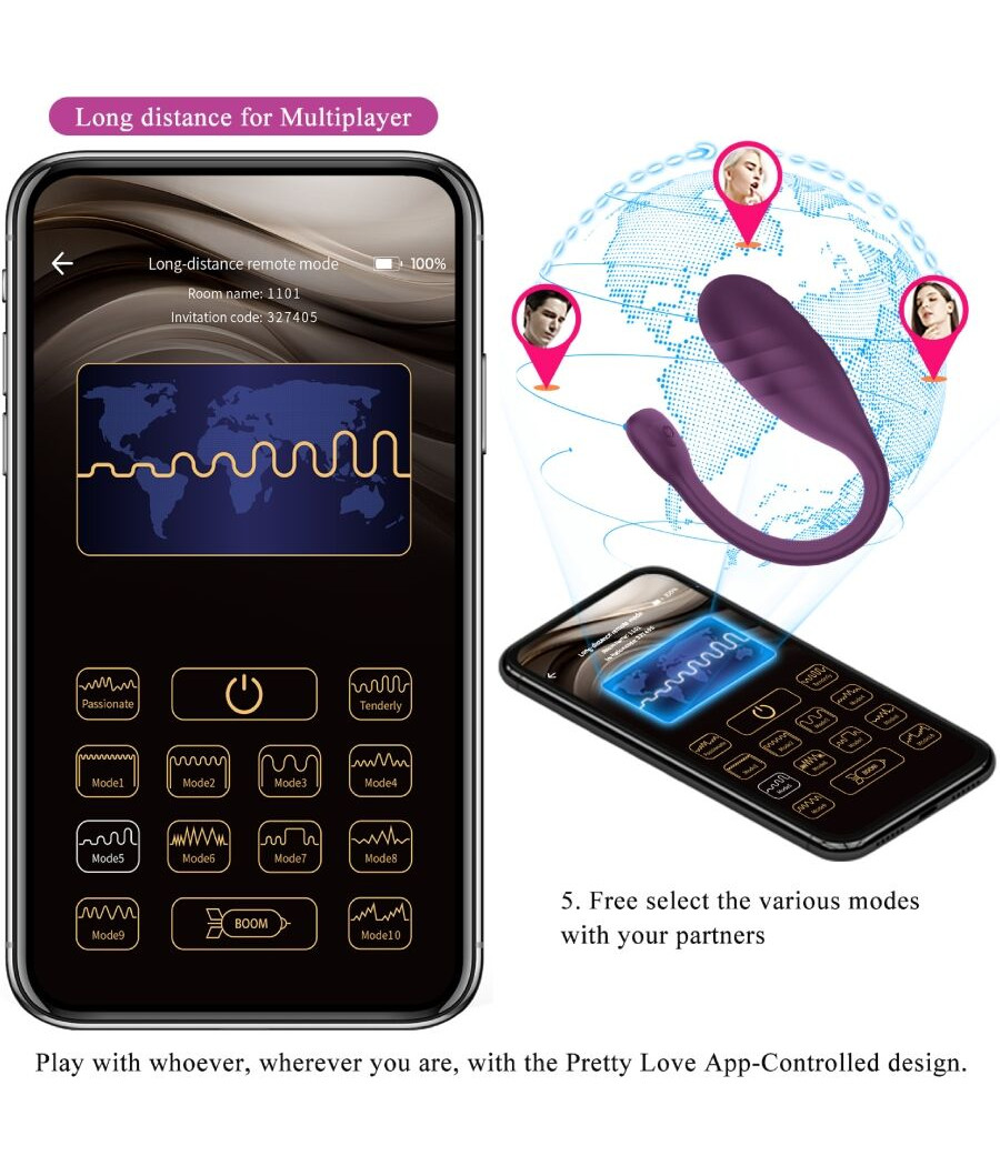 PRETTY LOVE - VIBRATEUR CONTRÔLÉ PAR APPLICATION LEVIATHAN VIOLET