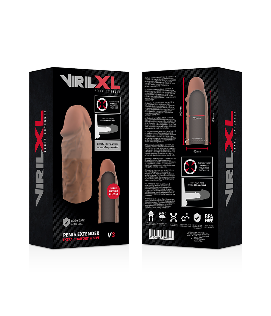 VIRILXL - ESTENSIONE DEL PENE IN SILICONE LIQUIDO V3 MARRONE