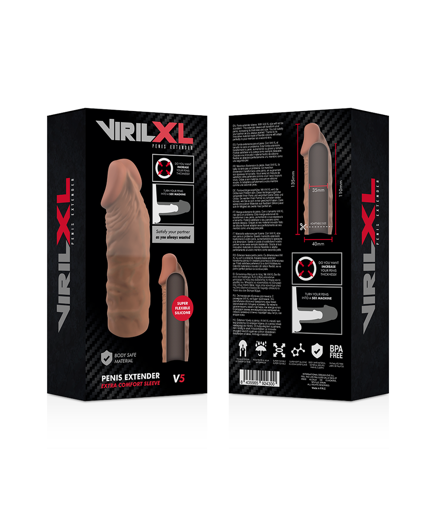 VIRILXL - ESTENSIONE DEL PENE IN SILICONE LIQUIDO V5 MARRONE