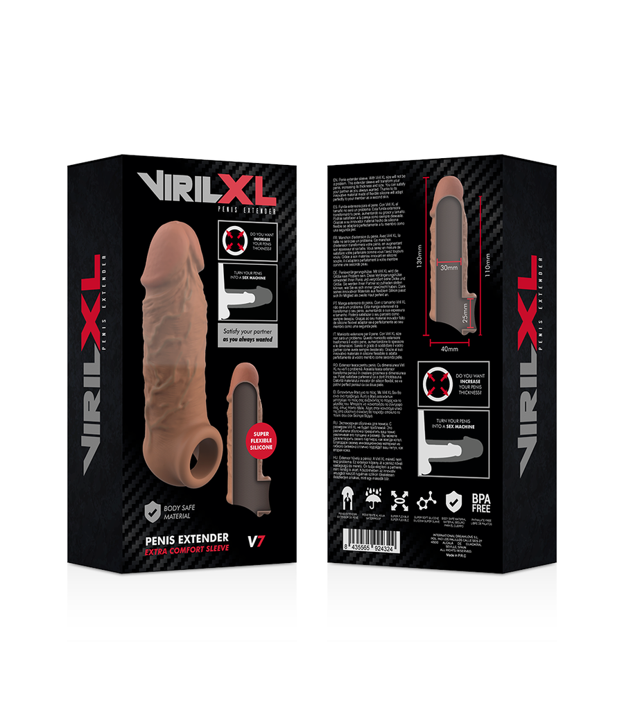 VIRILXL - FLÜSSIGE SILIKON V7 BRAUNE PENISVERLÄNGERUNG