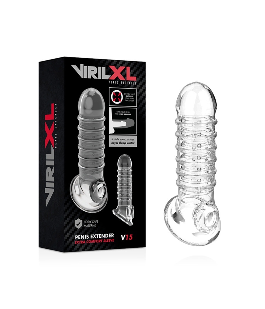 VIRILXL - ESTENSIONE E GUAINA PER PENE V15 TRASPARENTE